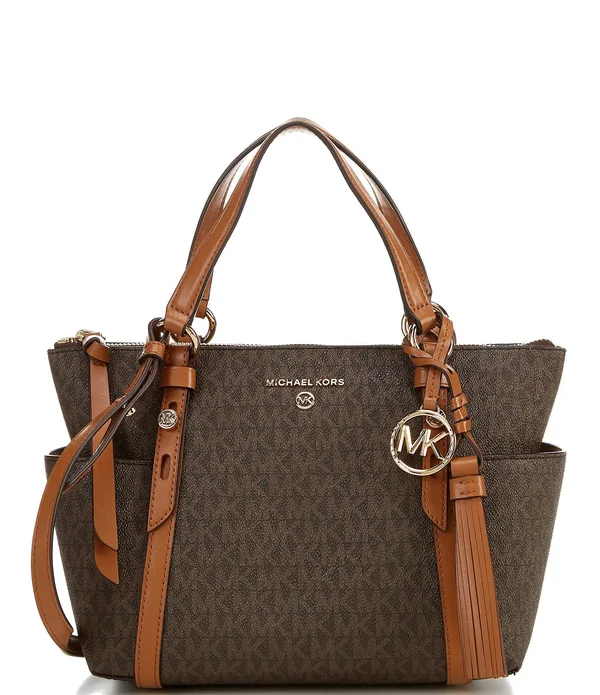 Michael Kors Signature Sullivan Small Top Zip Convertible Tote Bag - Brown/Acorn