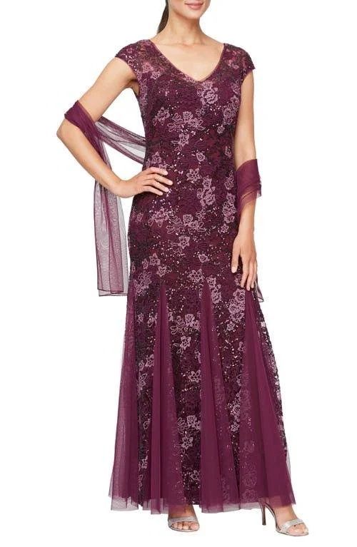 Women's Alex Evenings Sequin Embroidered Trumpet Gown - 14, Rose Gold
