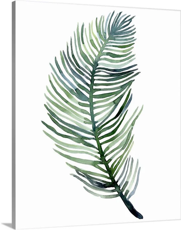 Watercolor Palm Leaves III, Large Solid-Faced Canvas Wall Art Print, Great Big Canvas