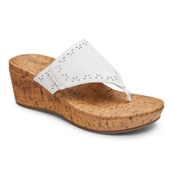 Vionic Anitra Women's Platform Sandal White Leather - 7 Wide