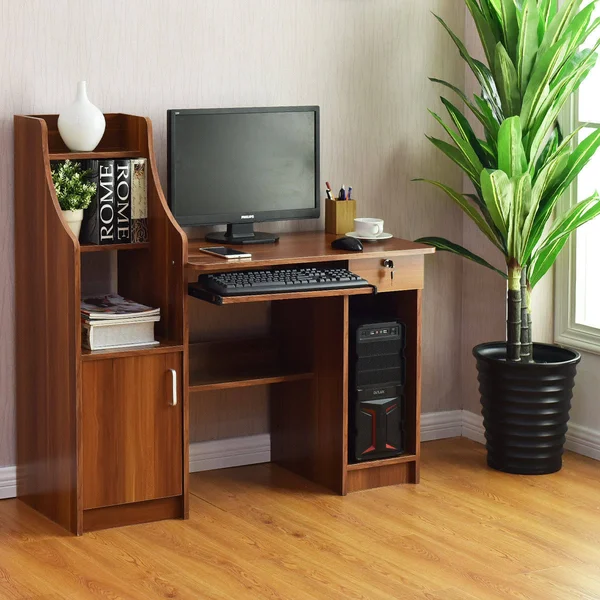 Costway Home Computer Study Workstation Desk with Bookshelf