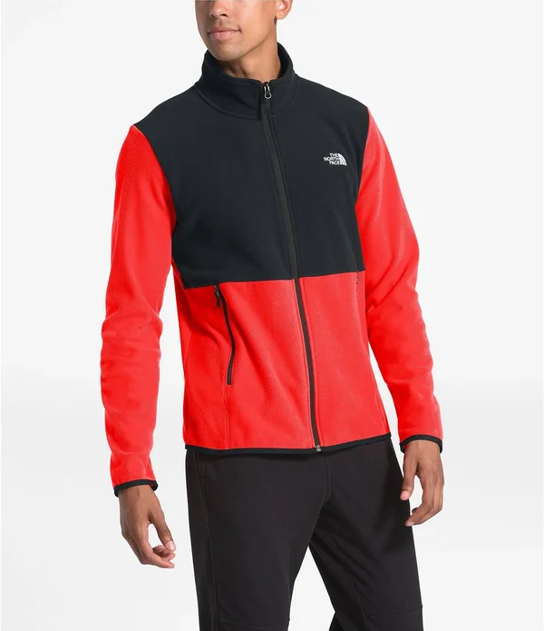The North Face Men's TKA Glacier Full Zip Jacket Fiery Red/TNF Black, XXL