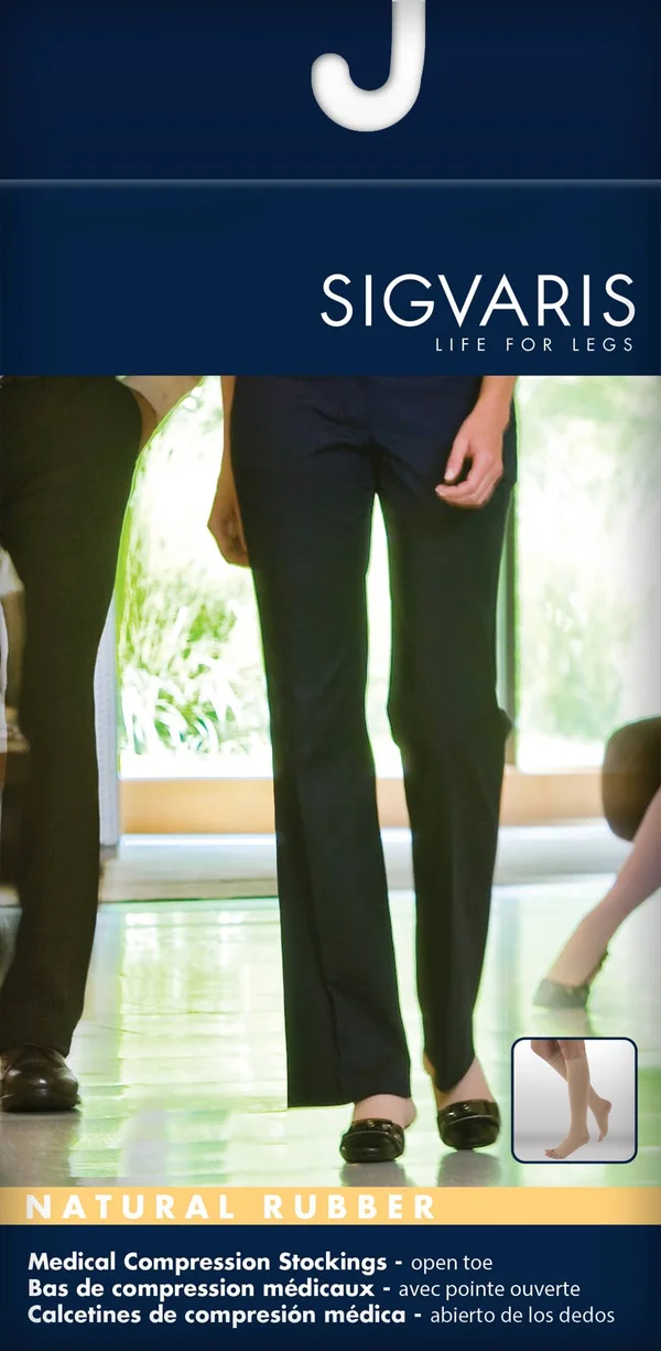 Sigvaris Natural Rubber Thigh High w/ Grip Top, Open Toe 30-40mmHg - Beige - Size L3 - 503NL3O77