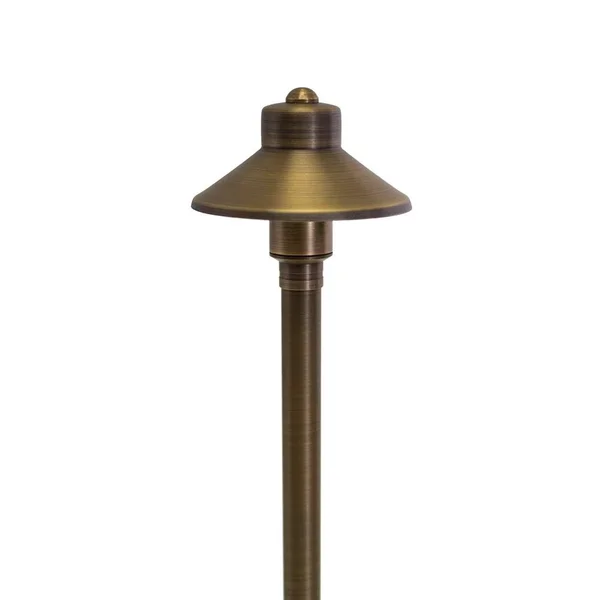 Volt Flat Hat 12V Brass Path Light (5x22 Shade - 25x22 Tall)