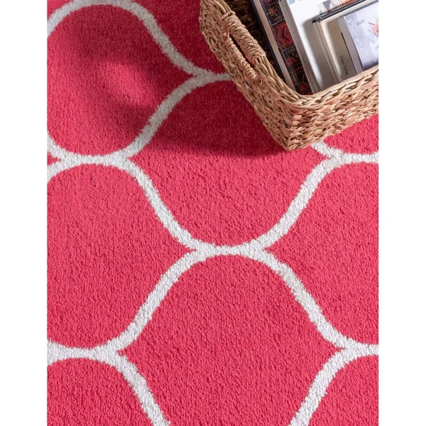 Unique Loom Rounded Trellis Frieze Rug - 8& 0 x 8& 0 - Round