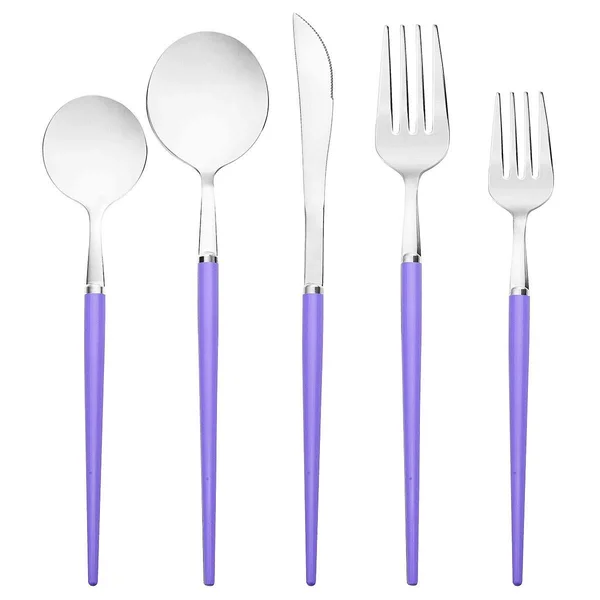 Artthome Cutlery Set - Silverware Set for 4 - Stainless Steel Lavender Silver Silverware Utensil Set with Knife Forks and Spoons
