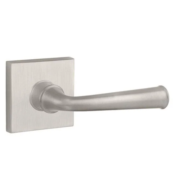 Reserve Federal - Left Handed Single Dummy Door Lever with Contemporary Square Rose in Satin Nickel - HD.FED.L.CSR.150 - Baldwin