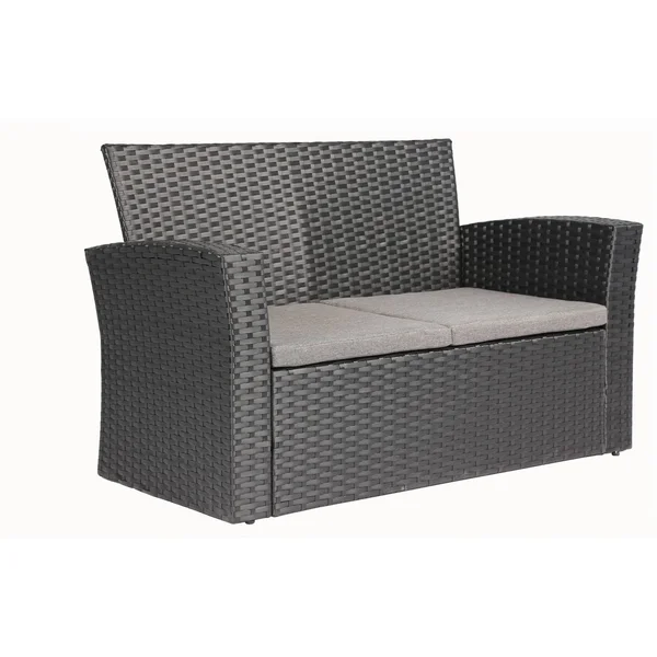Baner Garden Outdoor Furniture Complete Patio Wicker Rattan Set, Black, 4-Pieces