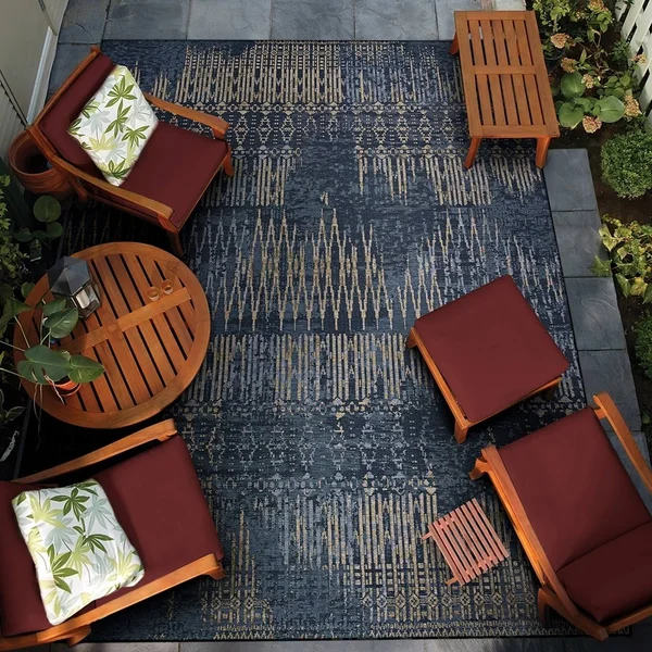 Lopez Dark Blue Indoor/Outdoor Area Rug by Havenside Home - 4& x 5&10x22
