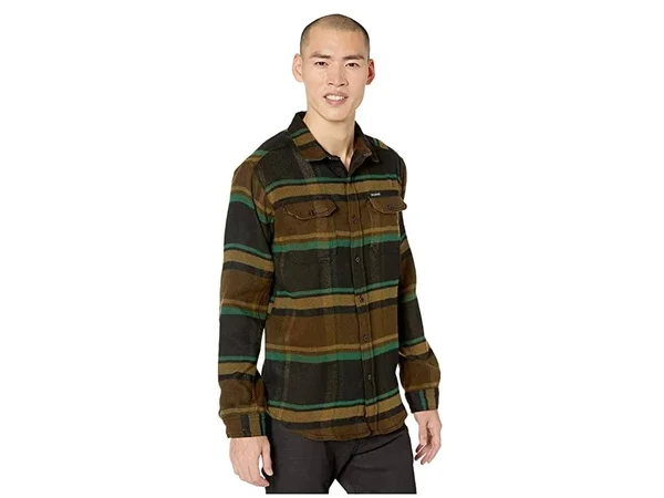 Columbia Men's Deschutes River Heavyweight Flannel - Olive Green Oversized CHECK, Medium
