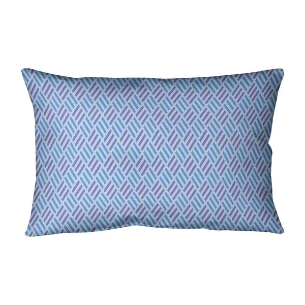ArtVerse Full Color Stripe Diamonds Lumbar Pillow - Teal & Orange - Linen