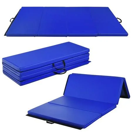 Costway Goplus 4&x6&x2&& Gymnastics Mat PU Thick Folding Panel Gym Fitness Navy Blue\Black\Multicolor