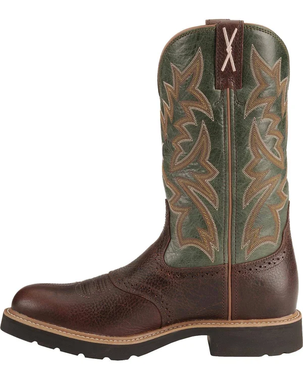 Twisted x Men's Leather Work Boots Brown Green