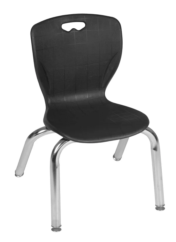 Regency Kee 30x22 Square Height Adjustable Mobile Classroom Table - Grey & 4 Andy 12-in Stack Chairs- Black