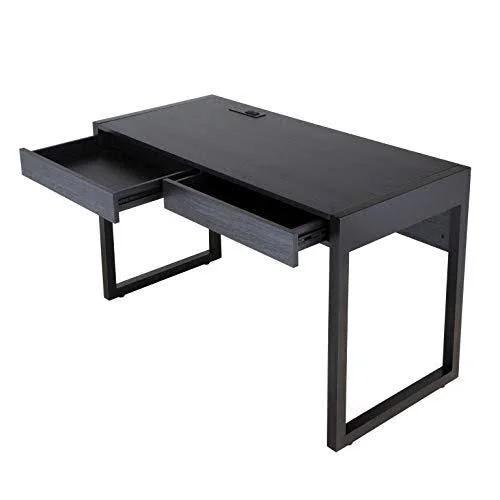 M Major-Q 99400-4827JET Tone 52x22 W Computer Desk with Two Drawers - Power Outlet, USB Ports-Sturdy Wooden Study, Home Office Wr