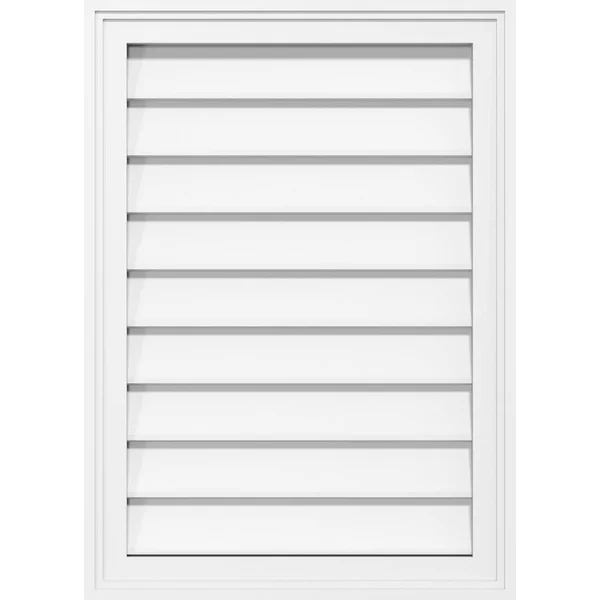 Ekena Millwork GVPVE16X2602SN 16x22W x 26x22H Vertical Surface Mount PVC Gable Vent: Non-Functional - w/ 2x22W x 1-1/2x22H Brickm