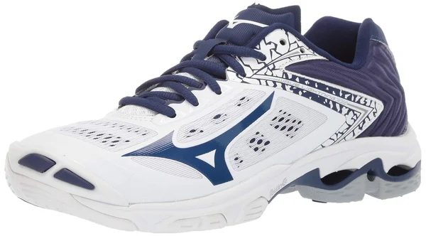 Mizuno - Wave Lightning Z5 Women's Volleyball Shoe, White-Navy, Size 7