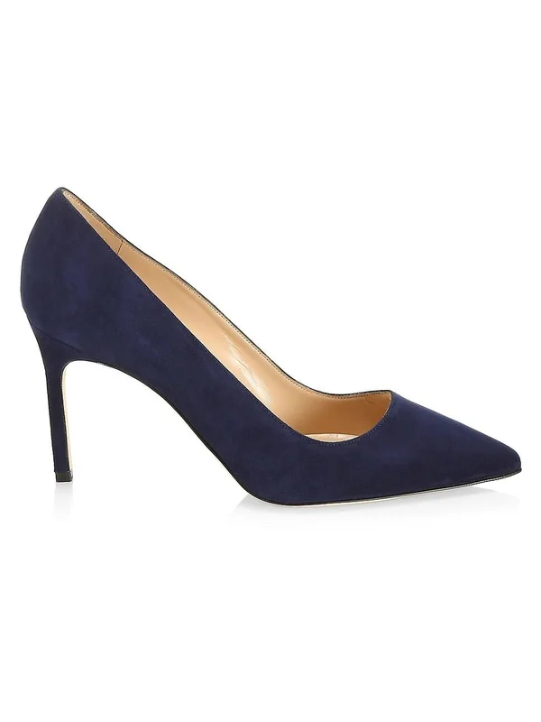 Manolo Blahnik Women's Bb 90 Suede Pumps - Navy - Size 7.5