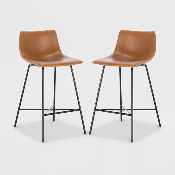 Set of 2 24x22 Phillip Counter Height Barstool Tan - Poly & Bark