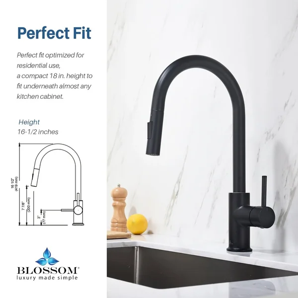 Lead Free Solid Brass Single Handle Pull Out Kitchen Faucet with Magnetic Docking - Brush Nickel w/ Soap Dispenser
