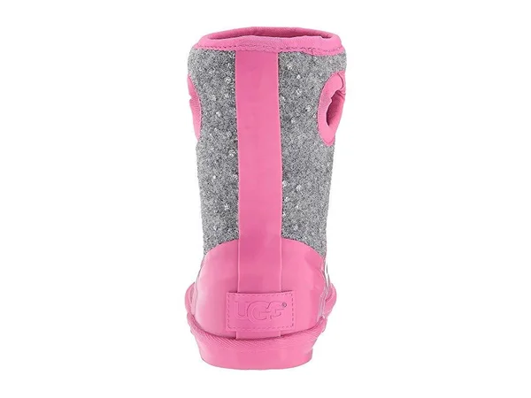 Ugg Australia Girls Kex Sparkle Sherpa Accented/pink Or Blk Rain Boots