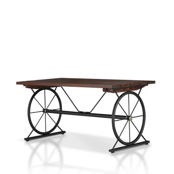 Furniture of America Krauss 36 in. Dark Brown/Black Medium Rectangle Wood Coffee Table with Wheels, Toasted Barnwood