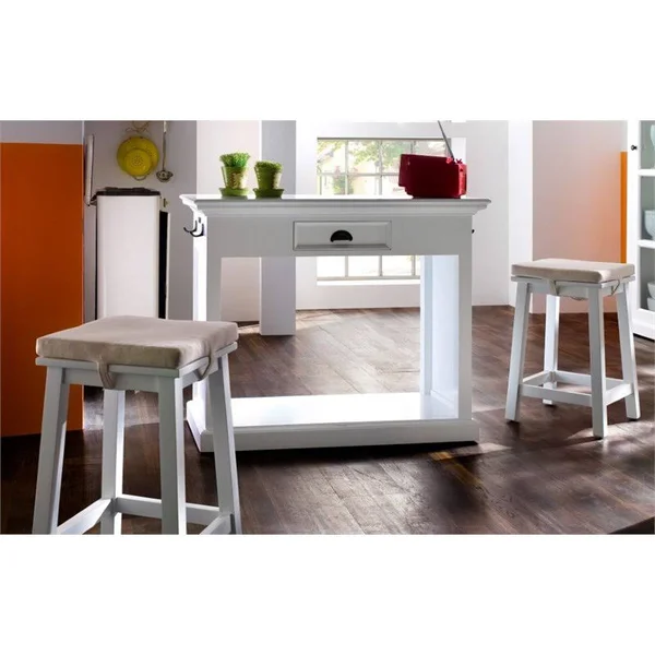 Home Square 17x22 Pure White Stool in Set of 2, 14.96 x 14.96 x 20.47