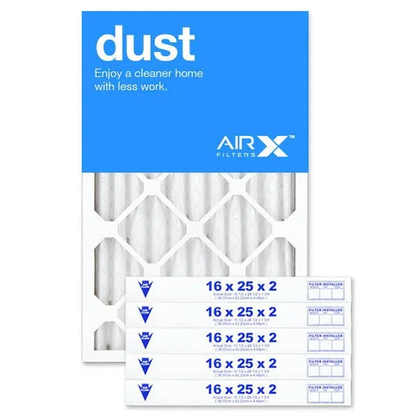 AIRx Filters Dust 16x25x2 Air Filter Replacement Pleated MERV 8 - 6-pk