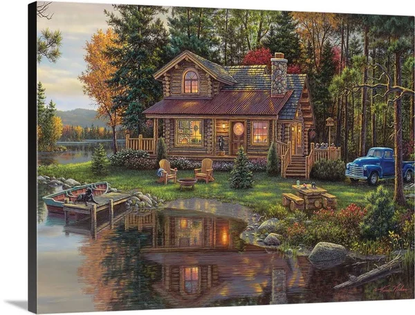 Peace Like A River Cabin, Canvas Wall Art, 40x30, Great Big Canvas