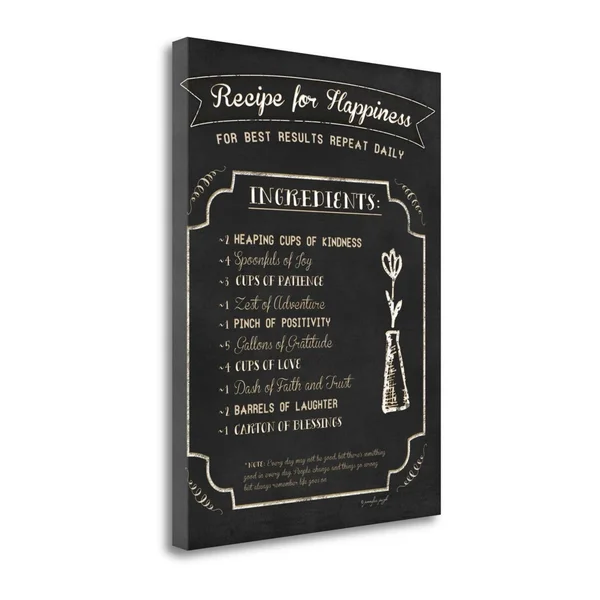 Tangletown Fine Art Recipe for Happiness by Jennifer Pugh Giclee Print on Gallery Wrap Canvas, 20x22 x 26x22 - Multi