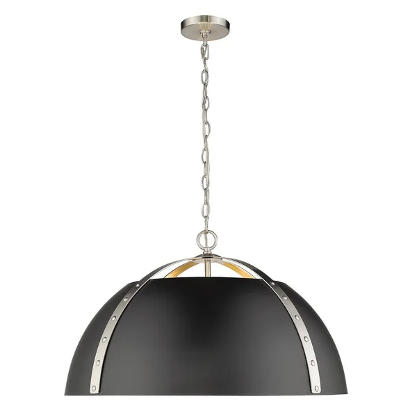 Golden Lighting 5 Light Pendant Matte White Shade Pewter Finish