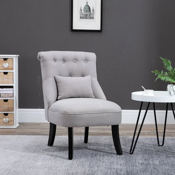 Copper Grove Tigre Fabric-Upholstered Small Accent Chair with Wood Legs and Pillow - 20.75*27.25*30.25 - Grey