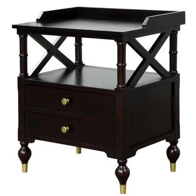 Shuman 2 - Drawer Solid Wood Nightstand in Dark Brown Rosdorf Park