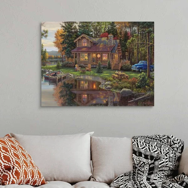 Peace Like A River Cabin, Canvas Wall Art, 40x30, Great Big Canvas