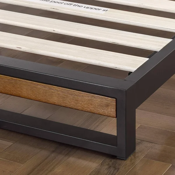 Zinus Suzanne Metal and Wood Platform Bed with Headboard, Box Spring