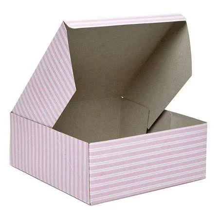 Paper Mart Automatic Pink Stripe Cake Box, Pink/White - 10 count