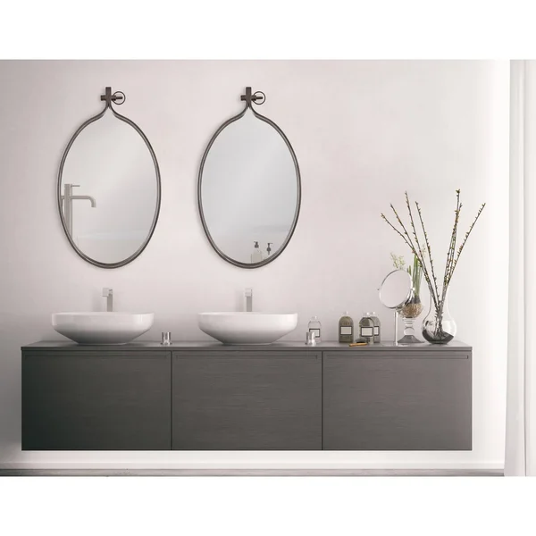 Kate and Laurel Yitro Round Wall Mirror (23.5x28.5 - Gray)