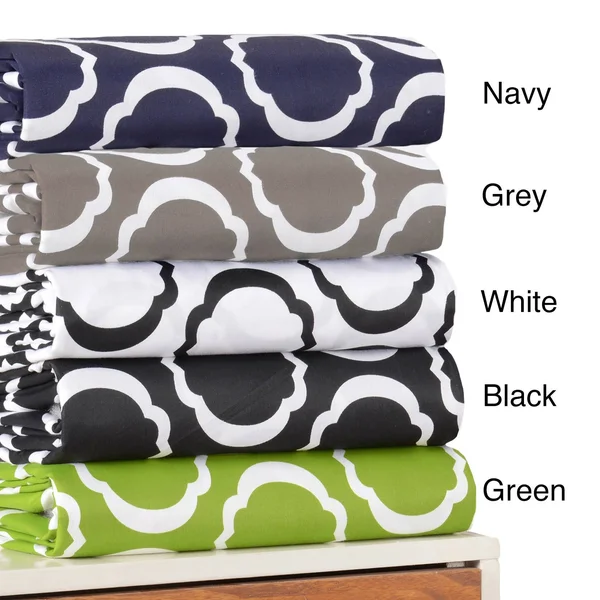 Superior Scroll Park Cotton Rich 600 Thread Count Sheet Set - California King, White/Black