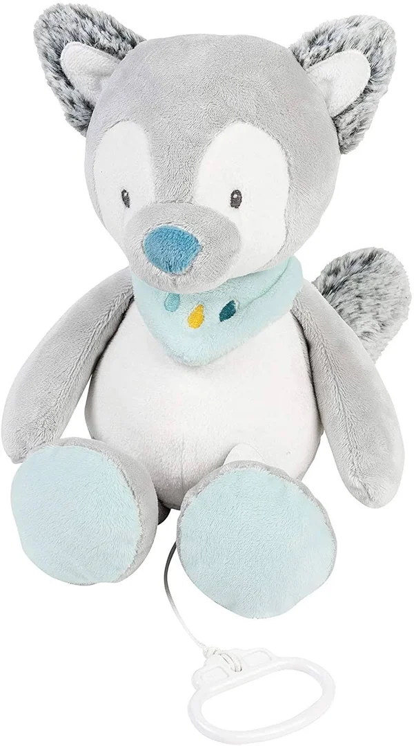 Nattou Musical Soft Toy, Tiloo The Wolf, Companion from Birth, 26 x 20 x 9 cm, Tim and Tiloo, Grey, 498067