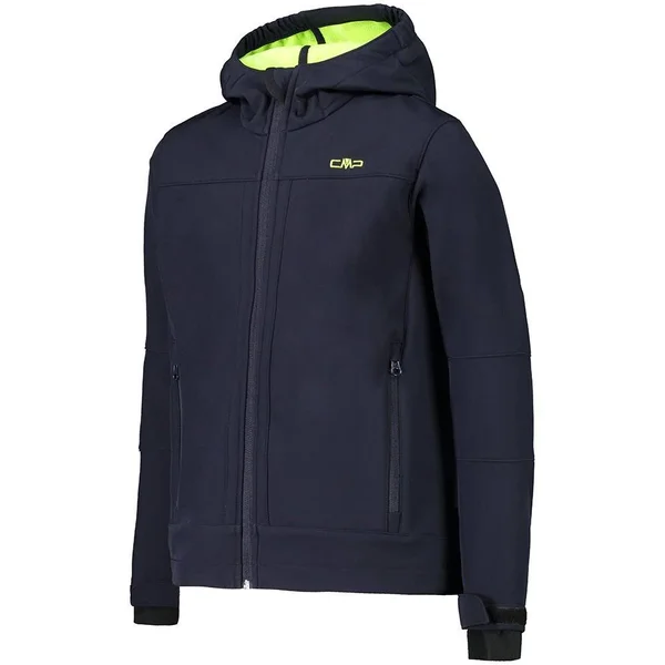 Cmp Hood Fix Softshell Jacket Blue Fluorescent Yellow Kids - 16
