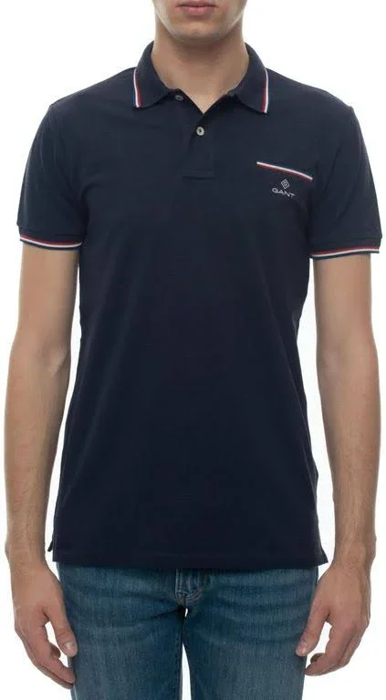 Gant Polo Shirt with Breast Pocket Blue Cotton - Blue - Polo Shirts