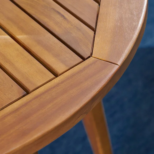 Stanford Outdoor Round Acacia Wood Bistro Table with Straight Legs, T