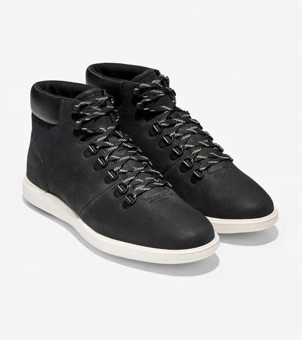 Cole Haan Grand Plus Essex Hiker Men's Black Lightweight Leather Boots #C30190