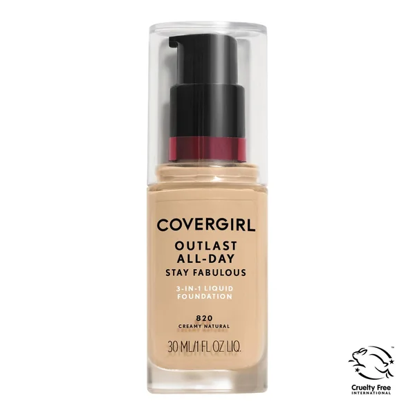 CoverGirl Outlast Stay Fabulous 3-in-1 Foundation, Creamy Natural 820 - 1 fl oz bottle