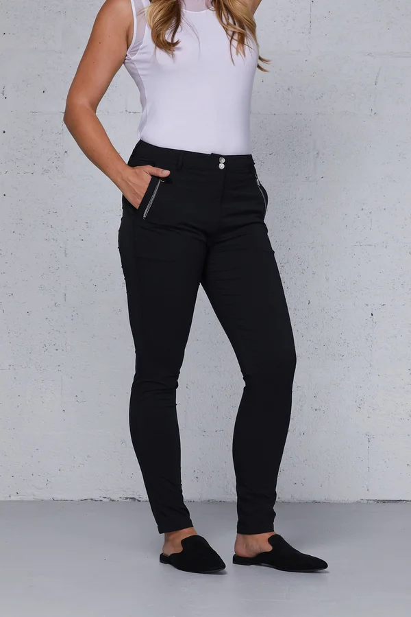 Gail Curvy High Waisted Zip Detail Pants - Khaki, L, Best Women's Travel Clothing