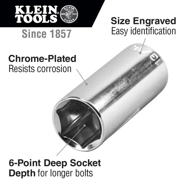 Klein Tools 65508 - 20-Piece 3/8 in. Drive Socket Wrench Set