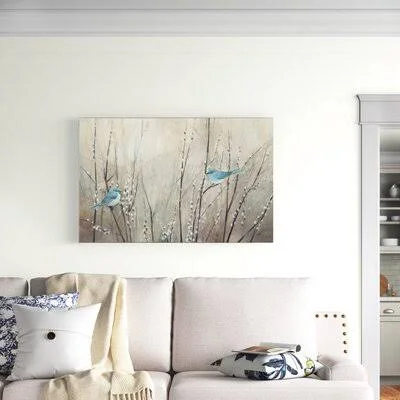 Blue Birds& - Print on Canvas Andover Mills Size: 22x22 H x 32x22 W x 2x22 D