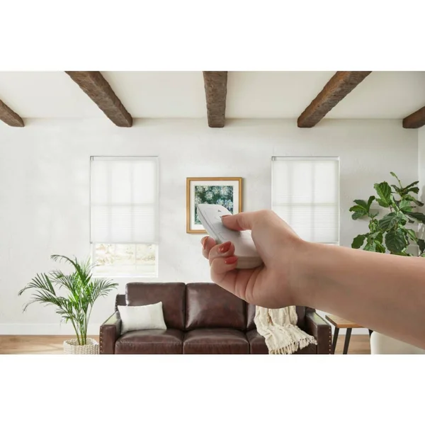 Home Decorators Collection White Cordless Light Filtering Motorized Cellular Shade with Remote Control-71.75 in. W x 72 in. L - W