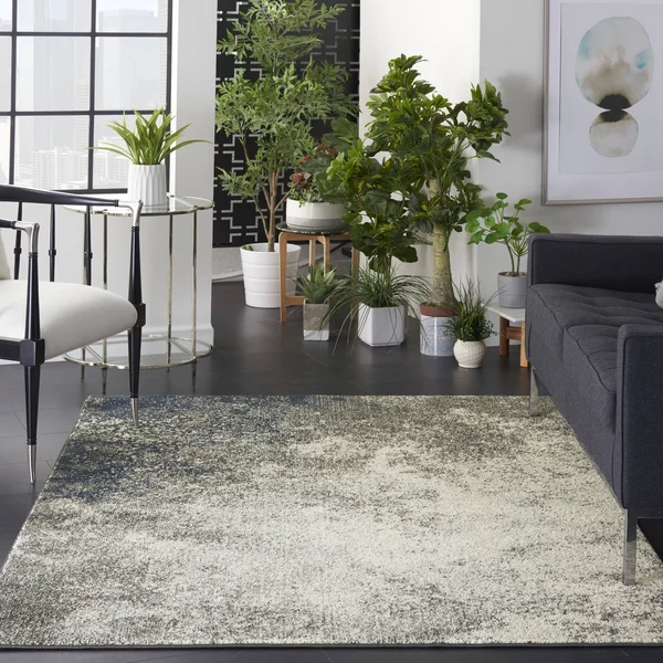 Nourison Passion PSN10 Area Rug - Charcoal/Ivory, 5&3x22 Round