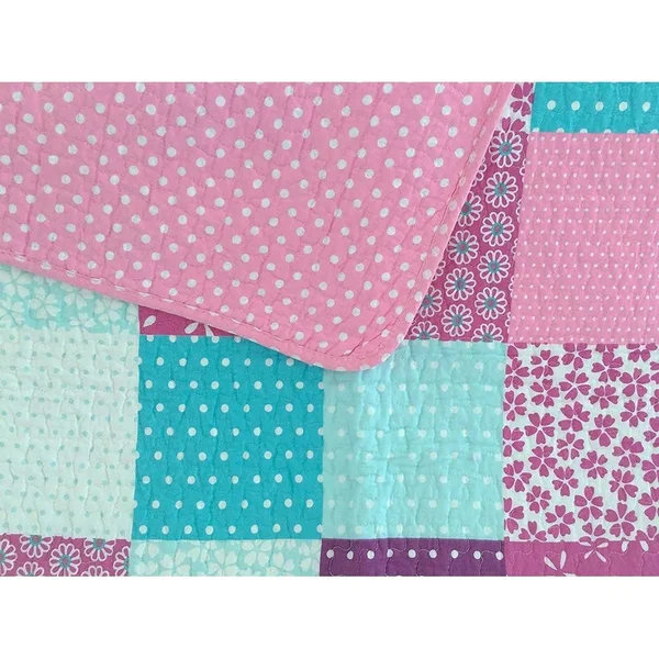 Cozy Line Ballerina Pink Girls Reversible Cotton Quilt Set with Decorative Pillows (Twin)